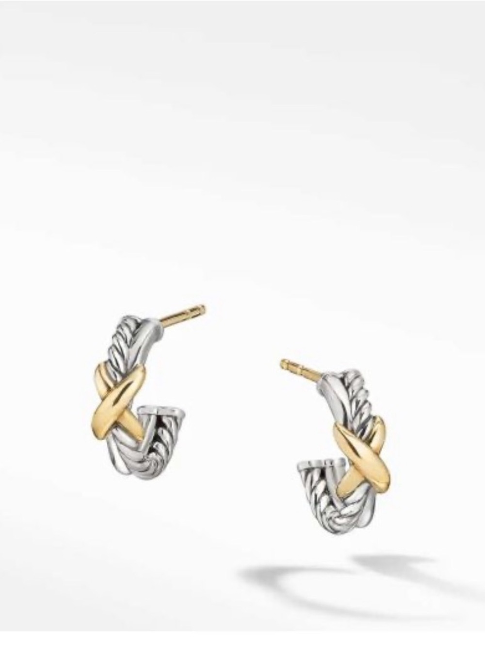 David Yurman Petite Huggies X Mini Hoop Earrings,EUC